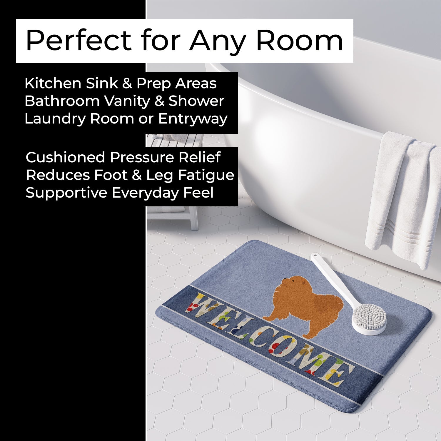Chow Chow Welcome Memory Foam Kitchen Mat Machine Washable Anti-Fatigue Cushion Comfort Bath or Kitchen Rug