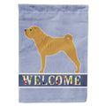Shar Pei Merry Welcome House Flag 28x40 Porch Sleeve Pole Decorative Outside Yard Banner Artwork Wall Hanging, Polyester