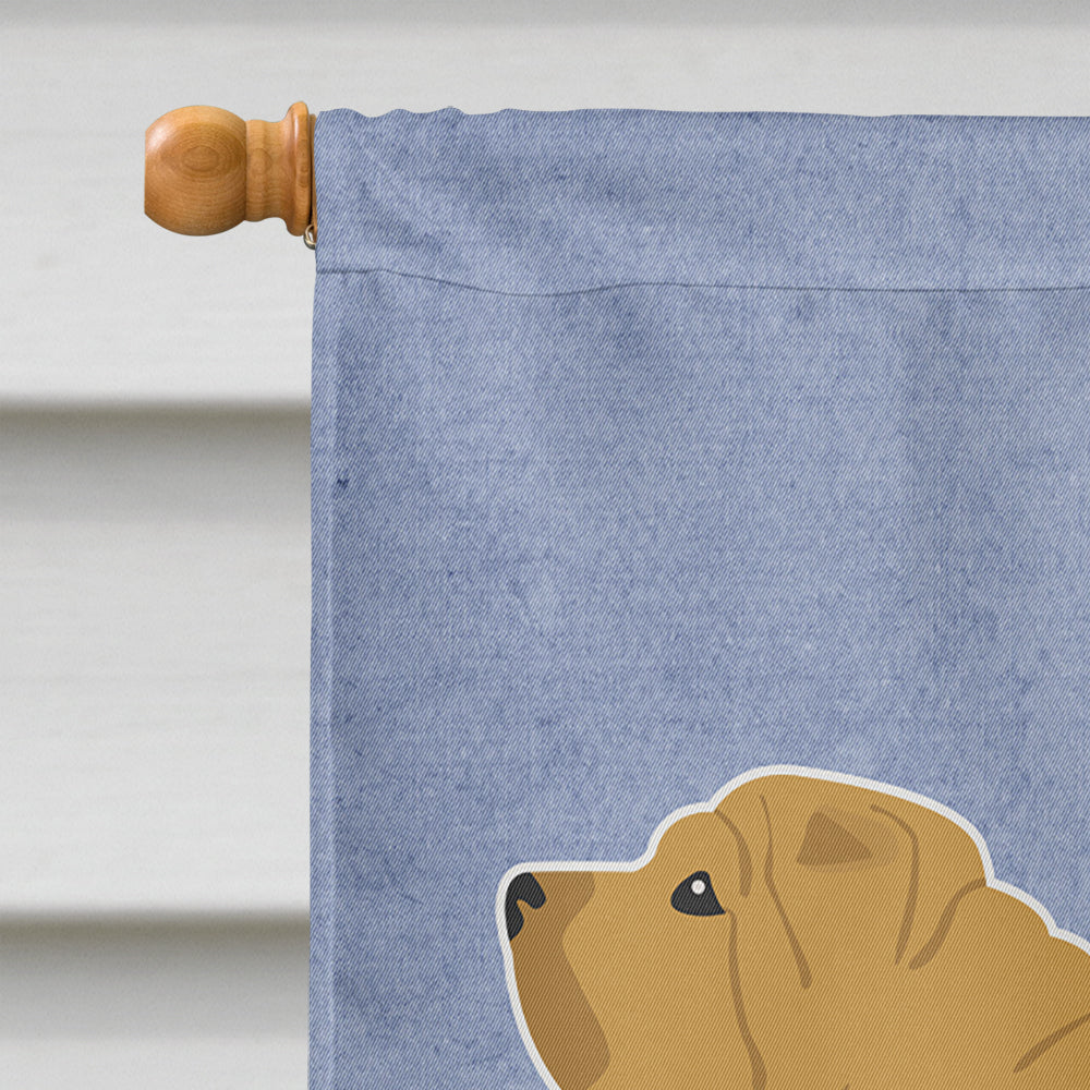 Shar Pei Merry Welcome House Flag 28x40 Porch Sleeve Pole Decorative Outside Yard Banner Artwork Wall Hanging, Polyester