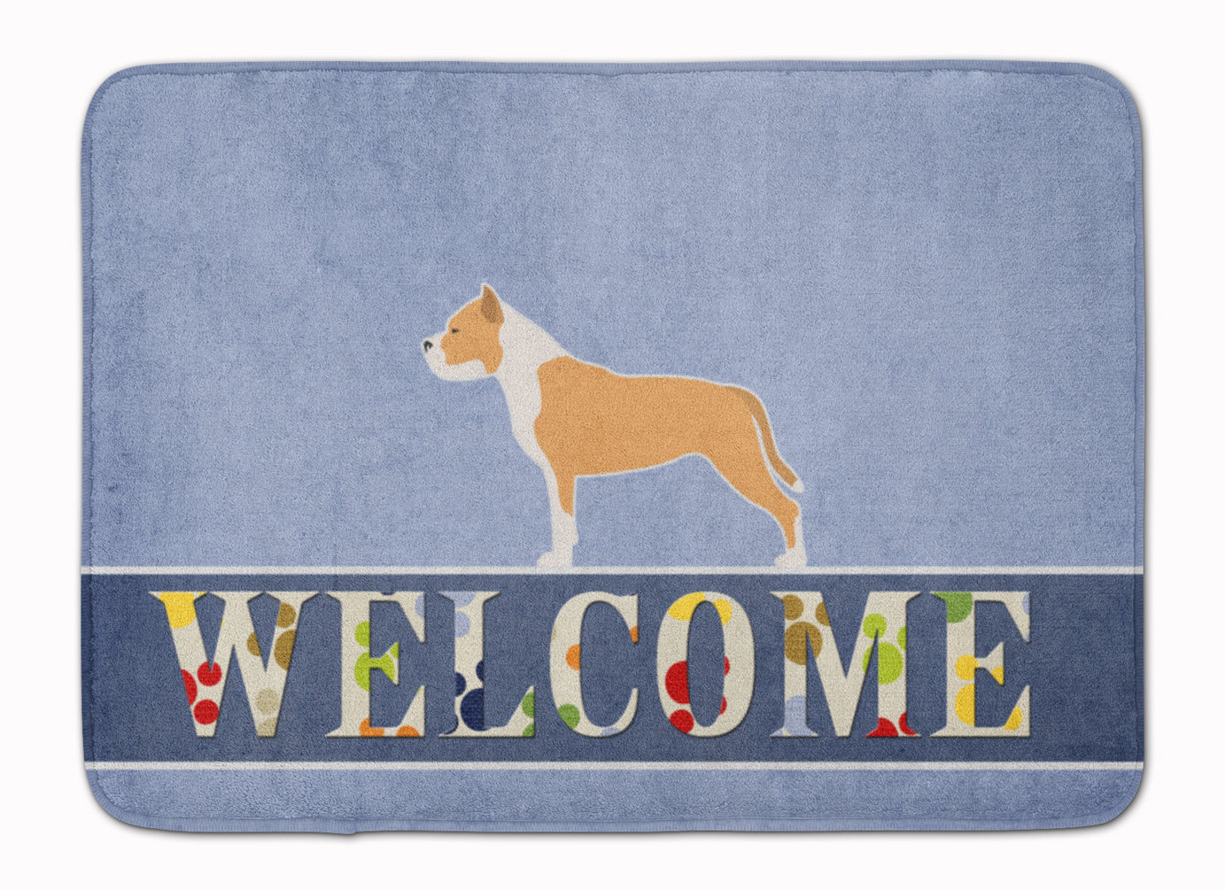 Staffordshire Bull Terrier Welcome Memory Foam Kitchen Mat Machine Washable Anti-Fatigue Cushion Comfort Bath or Kitchen Rug