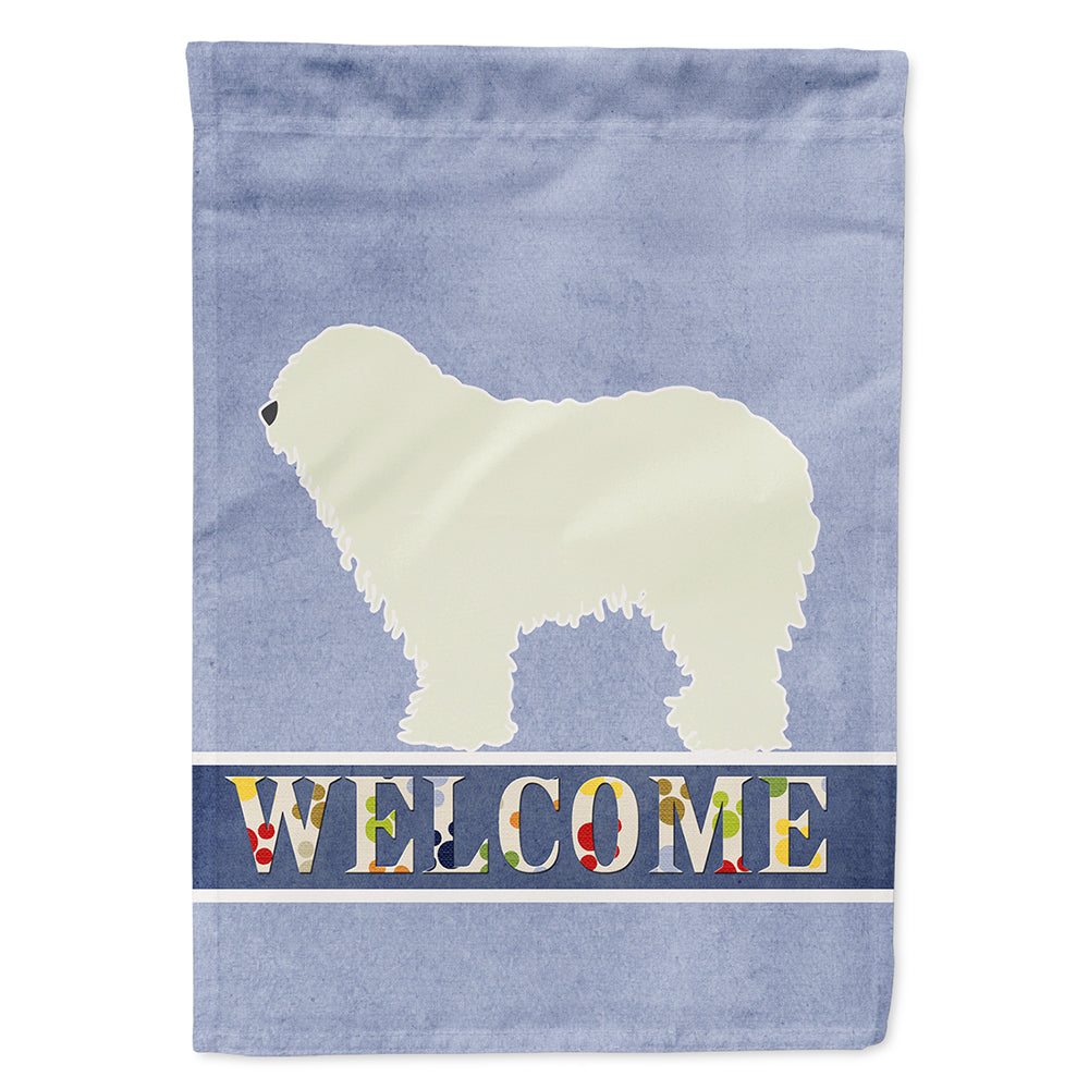 Komondor Welcome House Flag 28x40 Porch Sleeve Pole Decorative Outside Yard Banner Artwork Wall Hanging, Polyester