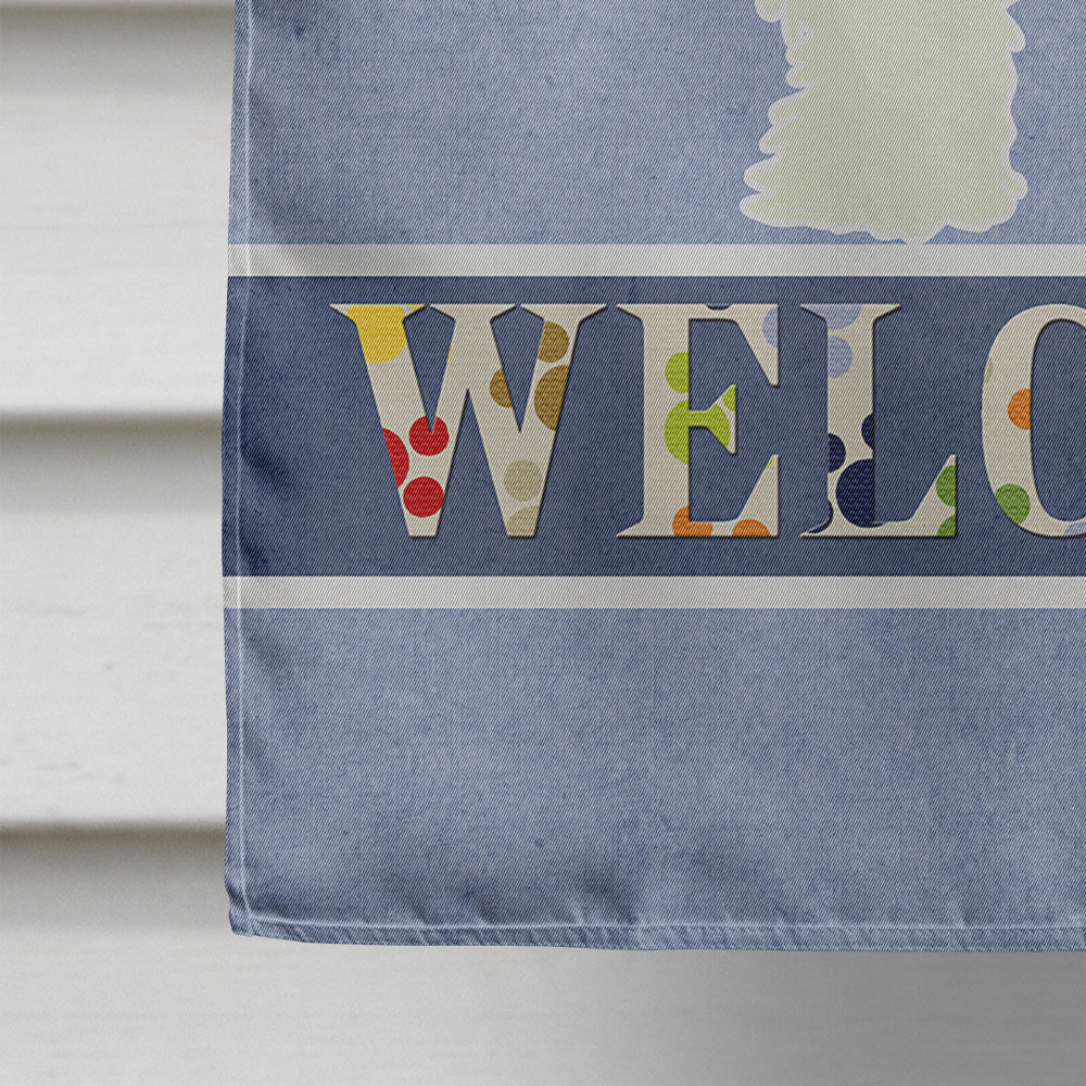 Komondor Welcome House Flag 28x40 Porch Sleeve Pole Decorative Outside Yard Banner Artwork Wall Hanging, Polyester