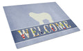 Komondor Welcome Cutting Board Tempered Glass Kitchen Cutting Surface, Heat Resistant Chopping, Non-Slip Feet, Food Prep & Serving