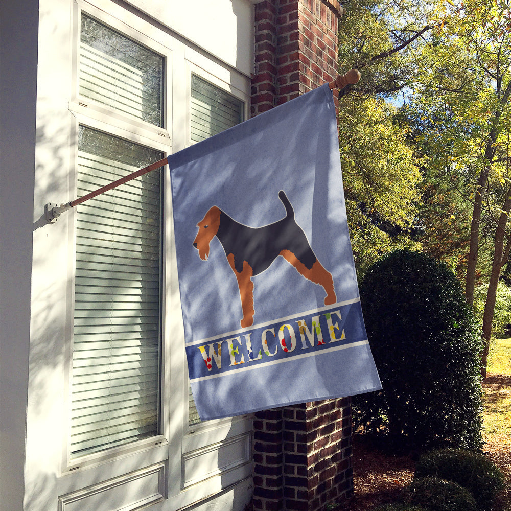 Airedale Terrier Welcome House Flag 28x40 Porch Sleeve Pole Decorative Outside Yard Banner Artwork Wall Hanging, Polyester