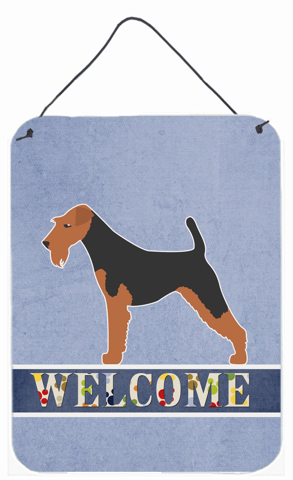 Airedale Terrier Welcome Wall or Door Hanging Prints Aluminum Metal Sign Kitchen Wall Bar Bathroom Plaque Home Decor Front Door Plaque, 12x16, Multicolor