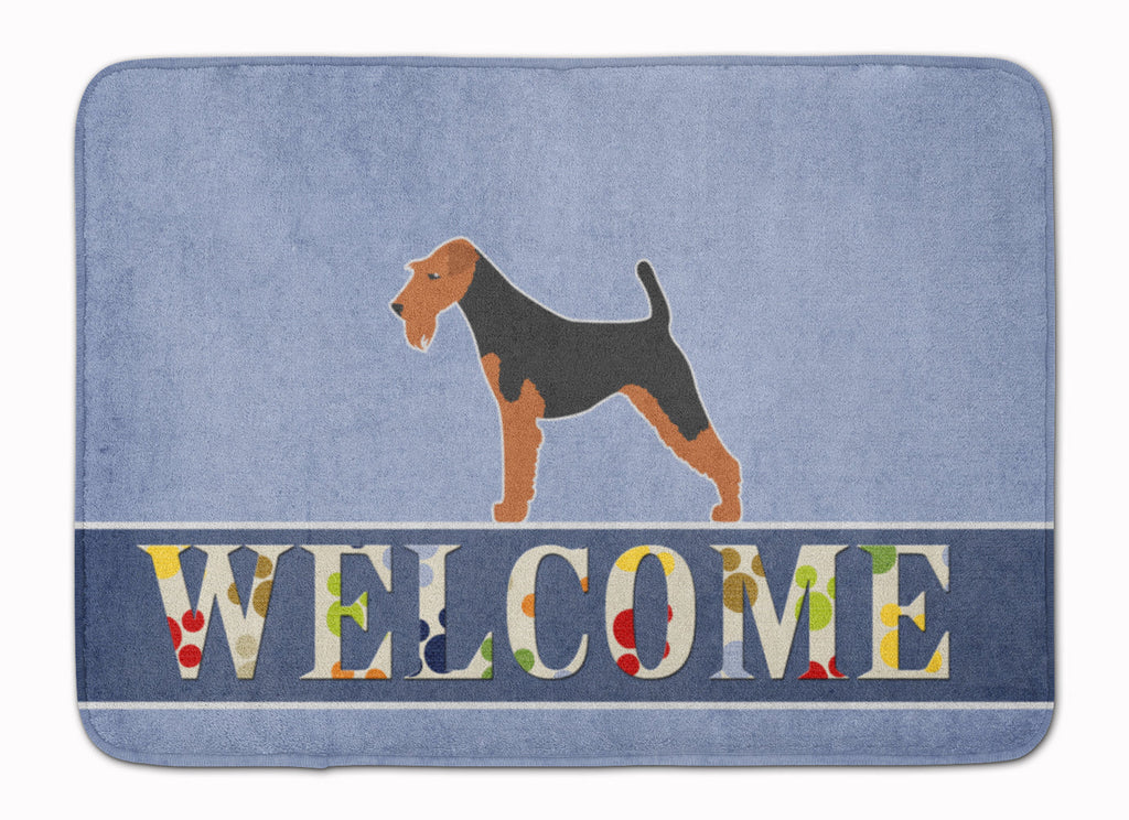Airedale Terrier Welcome Memory Foam Kitchen Mat Machine Washable Anti-Fatigue Cushion Comfort Bath or Kitchen Rug