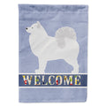 Samoyed Welcome House Flag 28x40 Porch Sleeve Pole Decorative Outside Yard Banner Artwork Wall Hanging, Polyester