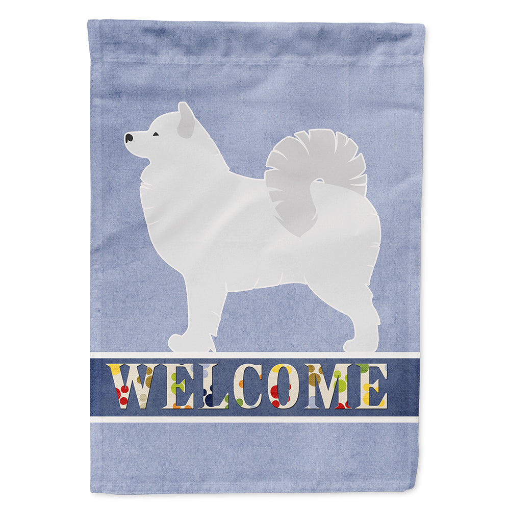 Samoyed Welcome House Flag 28x40 Porch Sleeve Pole Decorative Outside Yard Banner Artwork Wall Hanging, Polyester
