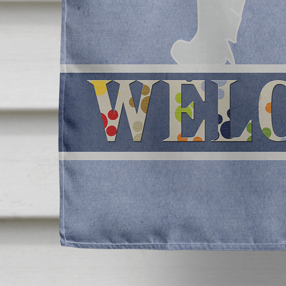 Samoyed Welcome House Flag 28x40 Porch Sleeve Pole Decorative Outside Yard Banner Artwork Wall Hanging, Polyester