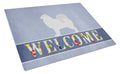 Samoyed Welcome Cutting Board Tempered Glass Kitchen Cutting Surface, Heat Resistant Chopping, Non-Slip Feet, Food Prep & Serving