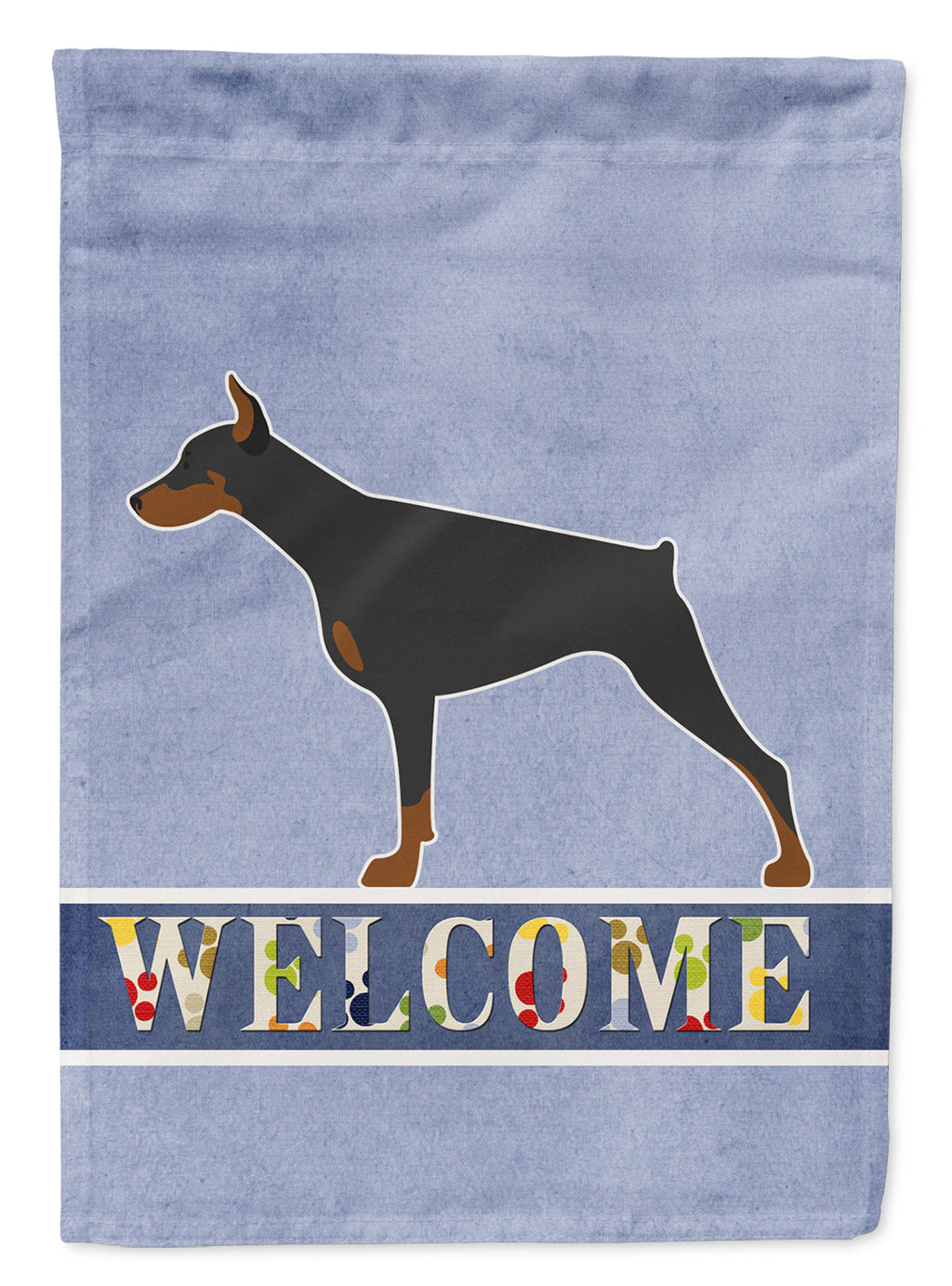 Doberman Pinscher Welcome House Flag 28x40 Porch Sleeve Pole Decorative Outside Yard Banner Artwork Wall Hanging, Polyester