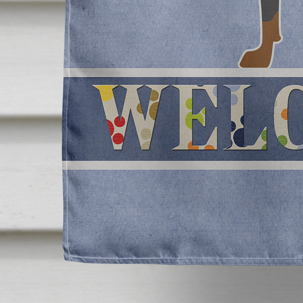Doberman Pinscher Welcome House Flag 28x40 Porch Sleeve Pole Decorative Outside Yard Banner Artwork Wall Hanging, Polyester