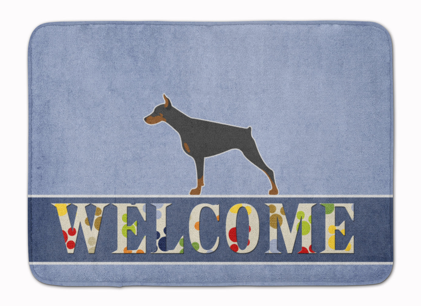 Doberman Pinscher Welcome Memory Foam Kitchen Mat Machine Washable Anti-Fatigue Cushion Comfort Bath or Kitchen Rug