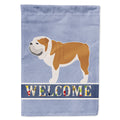English Bulldog Welcome House Flag 28x40 Porch Sleeve Pole Decorative Outside Yard Banner Artwork Wall Hanging, Polyester