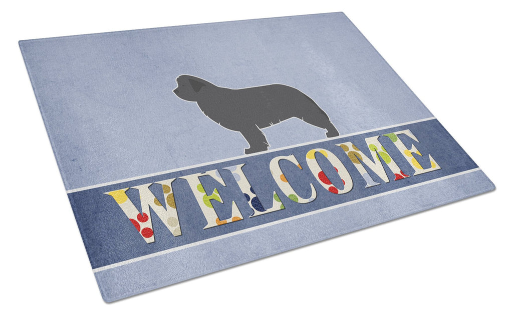 Newfoundland Welcome Cutting Board Tempered Glass Kitchen Cutting Surface, Heat Resistant Chopping, Non-Slip Feet, Food Prep & Serving