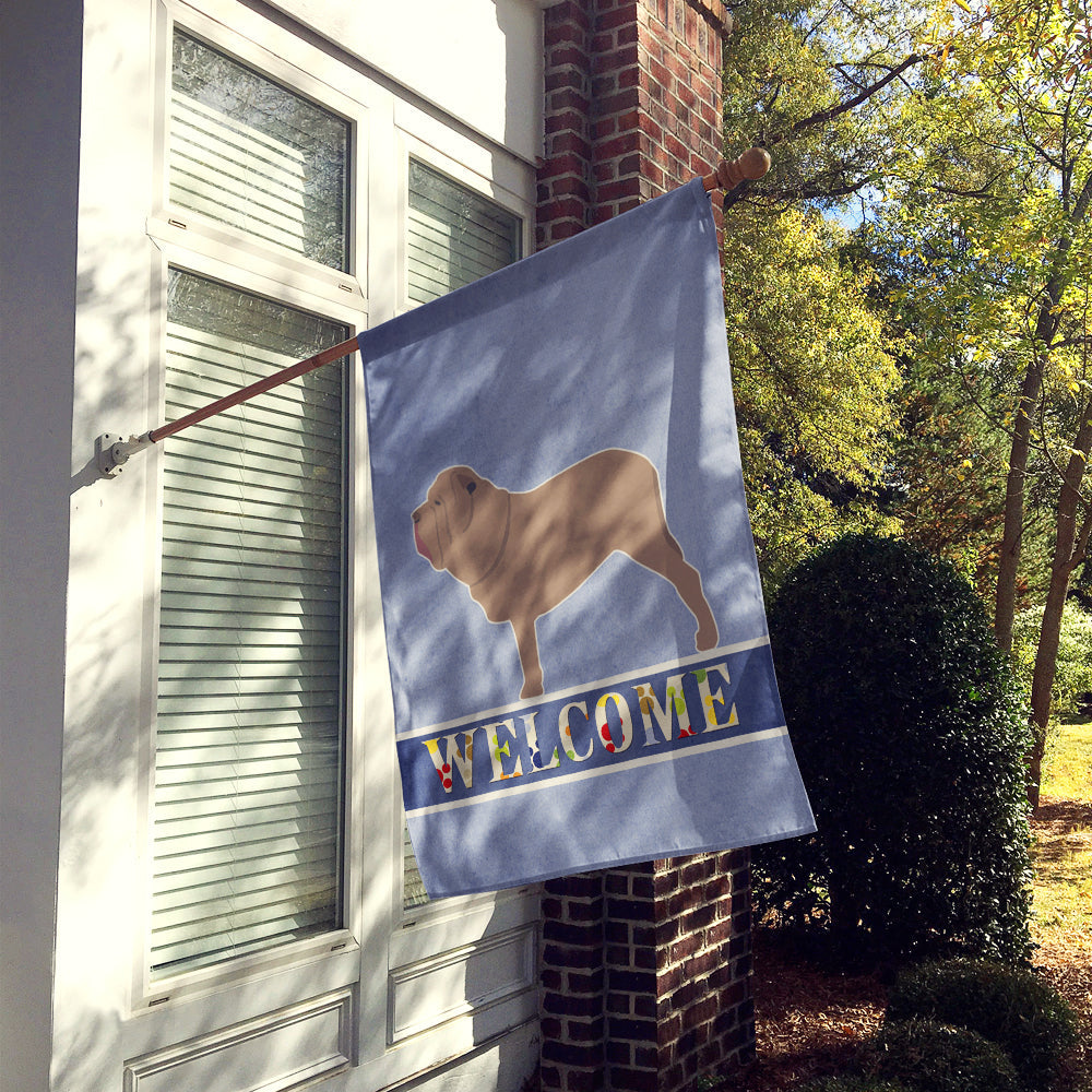 Neapolitan Mastiff Welcome House Flag 28x40 Porch Sleeve Pole Decorative Outside Yard Banner Artwork Wall Hanging, Polyester