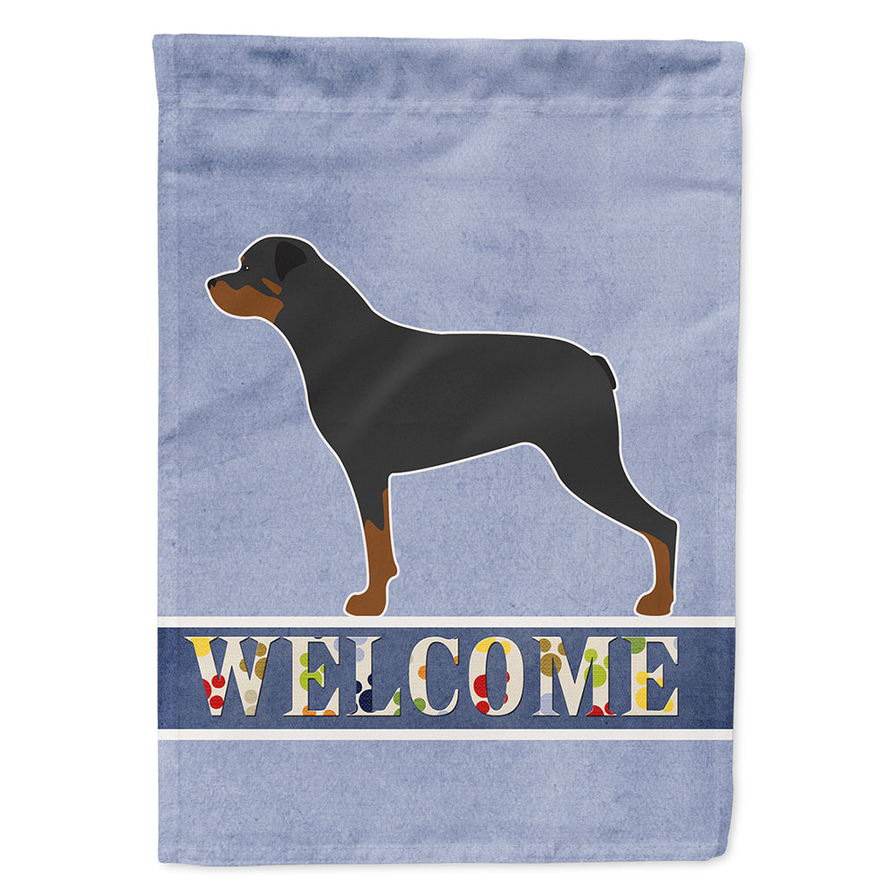 Rottweiler Welcome House Flag 28x40 Porch Sleeve Pole Decorative Outside Yard Banner Artwork Wall Hanging, Polyester