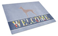 Dogo Argentino Welcome Cutting Board Tempered Glass Kitchen Cutting Surface, Heat Resistant Chopping, Non-Slip Feet, Food Prep & Serving