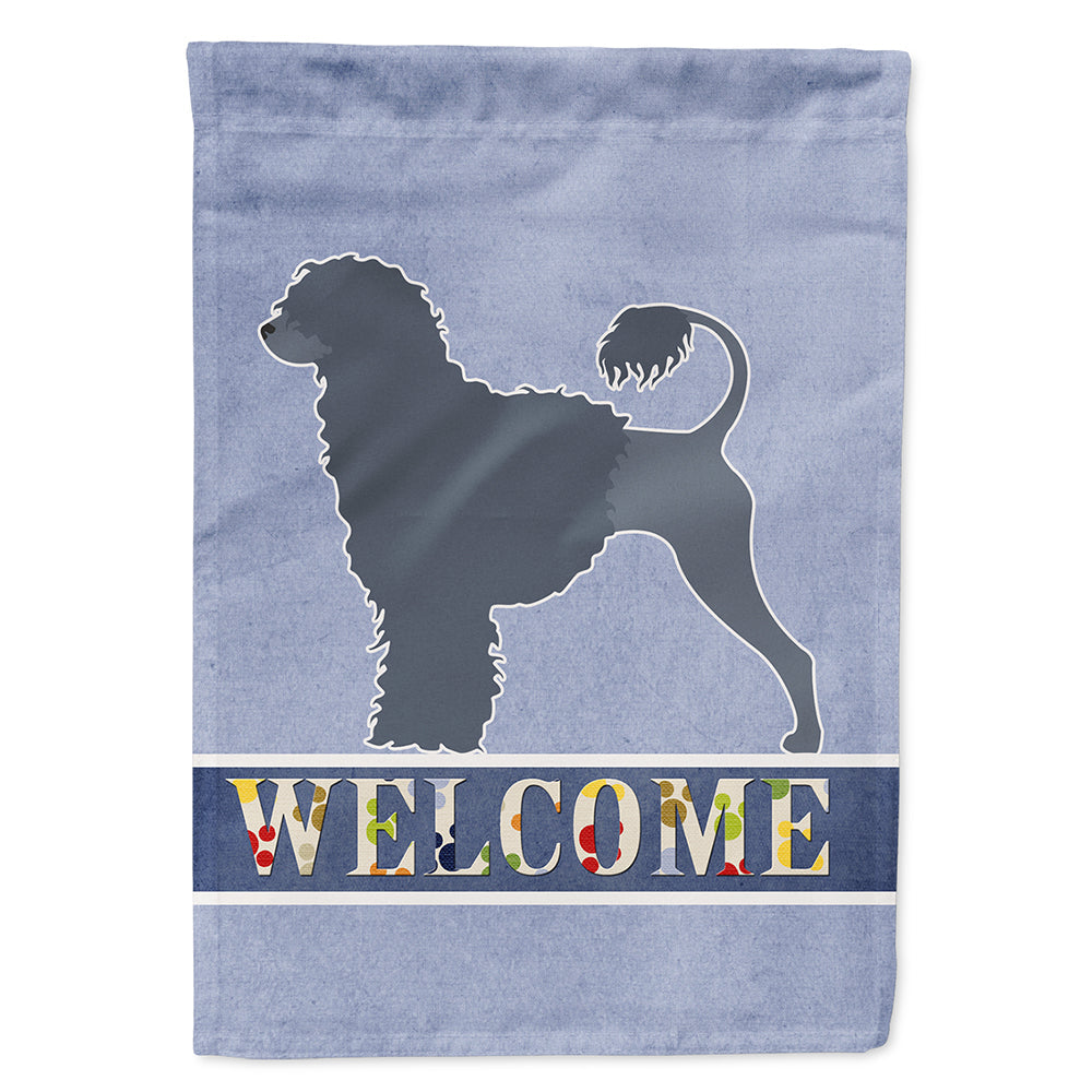 Portuguese Water Dog Welcome House Flag 28x40 Porch Sleeve Pole Decorative Outside Yard Banner Artwork Wall Hanging, Polyester