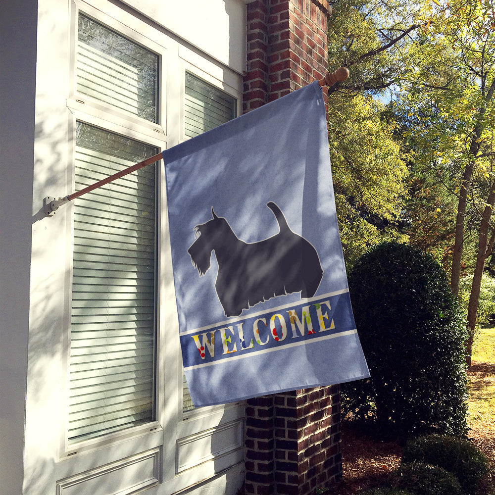 Scottish Terrier Welcome House Flag 28x40 Porch Sleeve Pole Decorative Outside Yard Banner Artwork Wall Hanging, Polyester