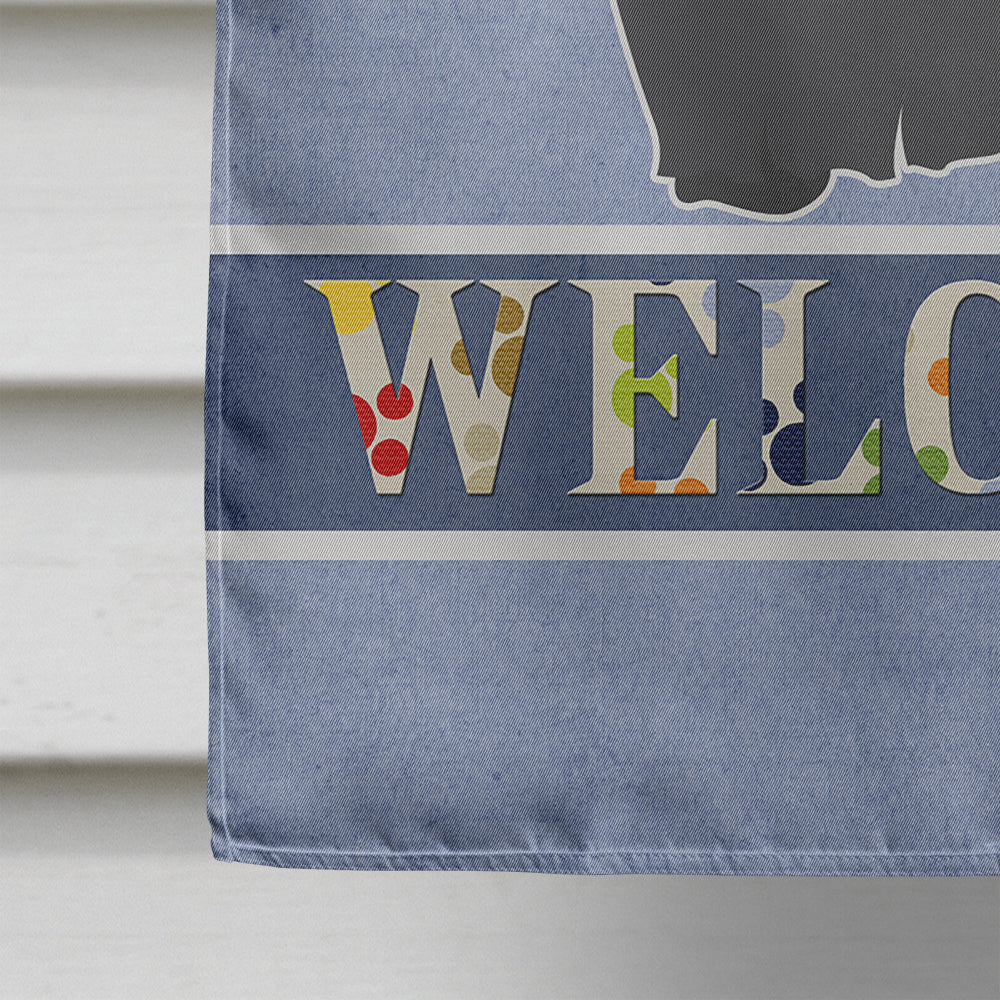 Scottish Terrier Welcome House Flag 28x40 Porch Sleeve Pole Decorative Outside Yard Banner Artwork Wall Hanging, Polyester