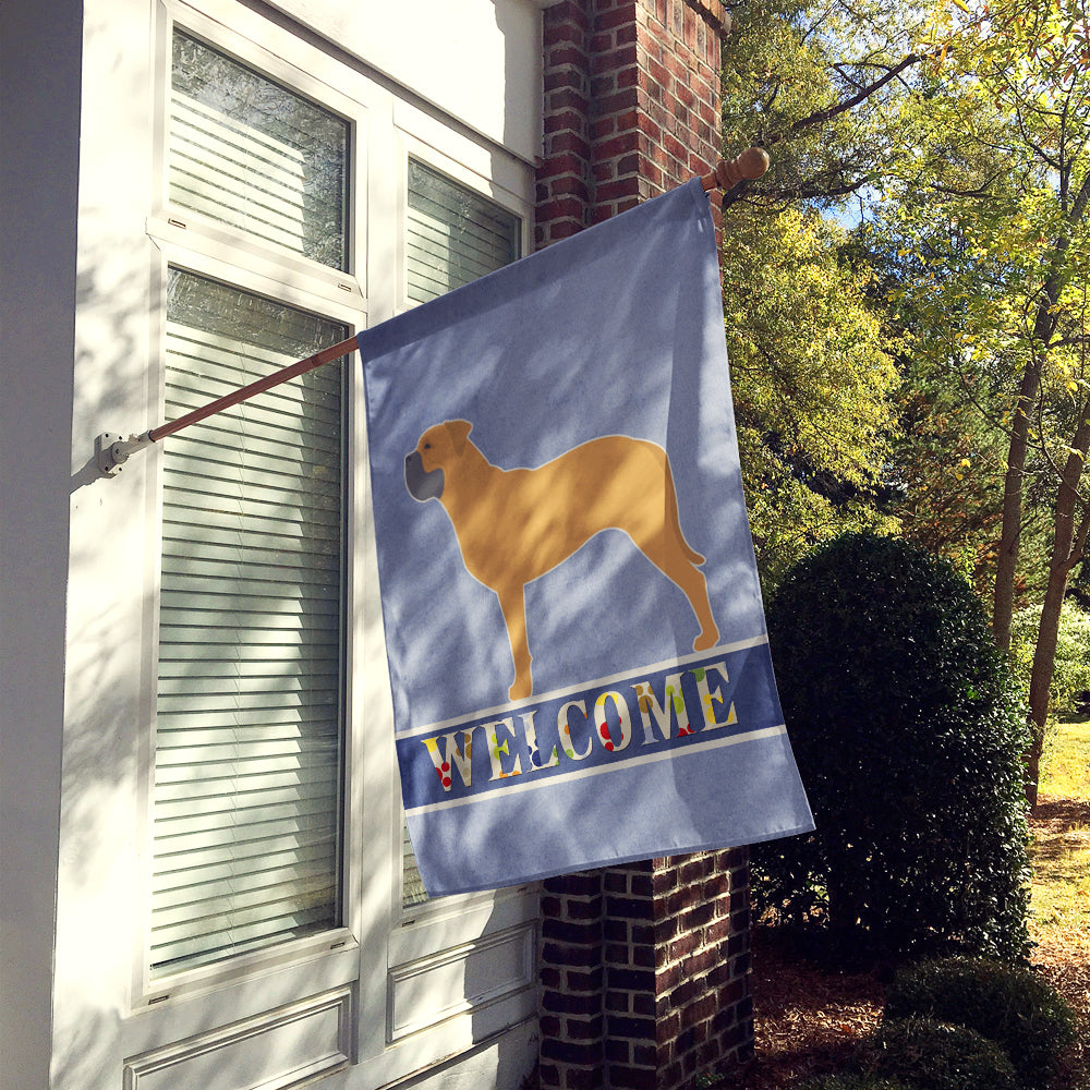 Bullmastiff Welcome House Flag 28x40 Porch Sleeve Pole Decorative Outside Yard Banner Artwork Wall Hanging, Polyester