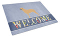 Bullmastiff Welcome Cutting Board Tempered Glass Kitchen Cutting Surface, Heat Resistant Chopping, Non-Slip Feet, Food Prep & Serving
