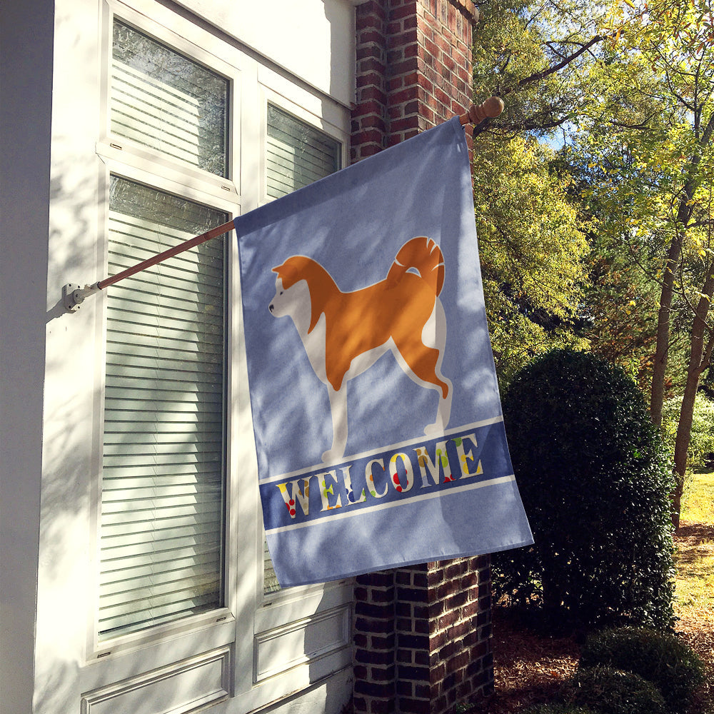 Akita Welcome House Flag 28x40 Porch Sleeve Pole Decorative Outside Yard Banner Artwork Wall Hanging, Polyester