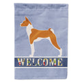 Basenji Welcome House Flag 28x40 Porch Sleeve Pole Decorative Outside Yard Banner Artwork Wall Hanging, Polyester