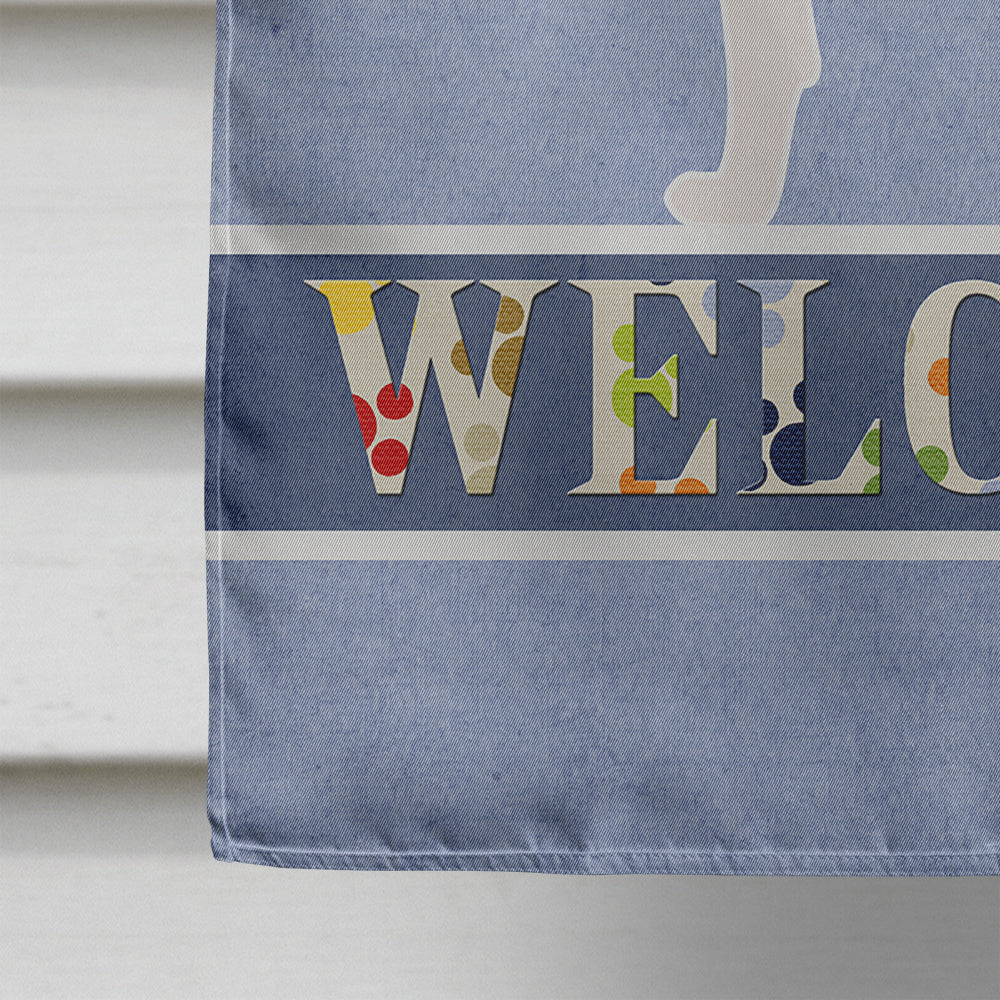 Basenji Welcome House Flag 28x40 Porch Sleeve Pole Decorative Outside Yard Banner Artwork Wall Hanging, Polyester