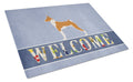 Basenji Welcome Cutting Board Tempered Glass Kitchen Cutting Surface, Heat Resistant Chopping, Non-Slip Feet, Food Prep & Serving