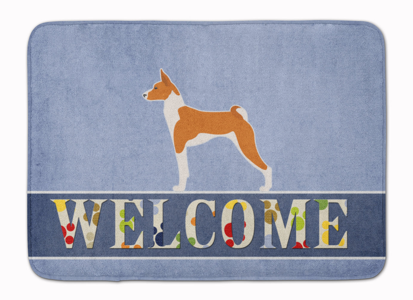 Basenji Welcome Memory Foam Kitchen Mat Machine Washable Anti-Fatigue Cushion Comfort Bath or Kitchen Rug