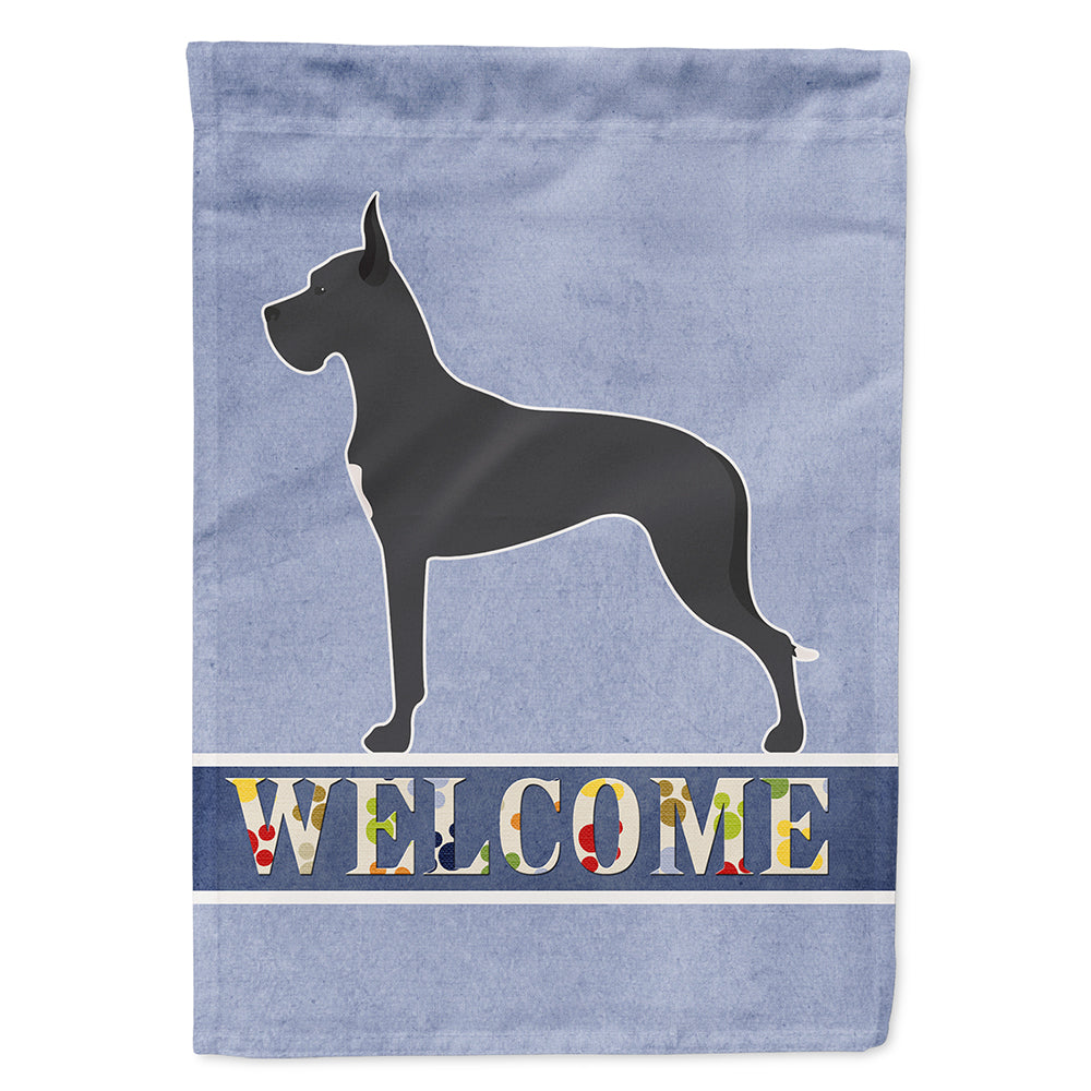 Great Dane Welcome House Flag 28x40 Porch Sleeve Pole Decorative Outside Yard Banner Artwork Wall Hanging, Polyester