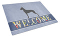 Great Dane Welcome Cutting Board Tempered Glass Kitchen Cutting Surface, Heat Resistant Chopping, Non-Slip Feet, Food Prep & Serving