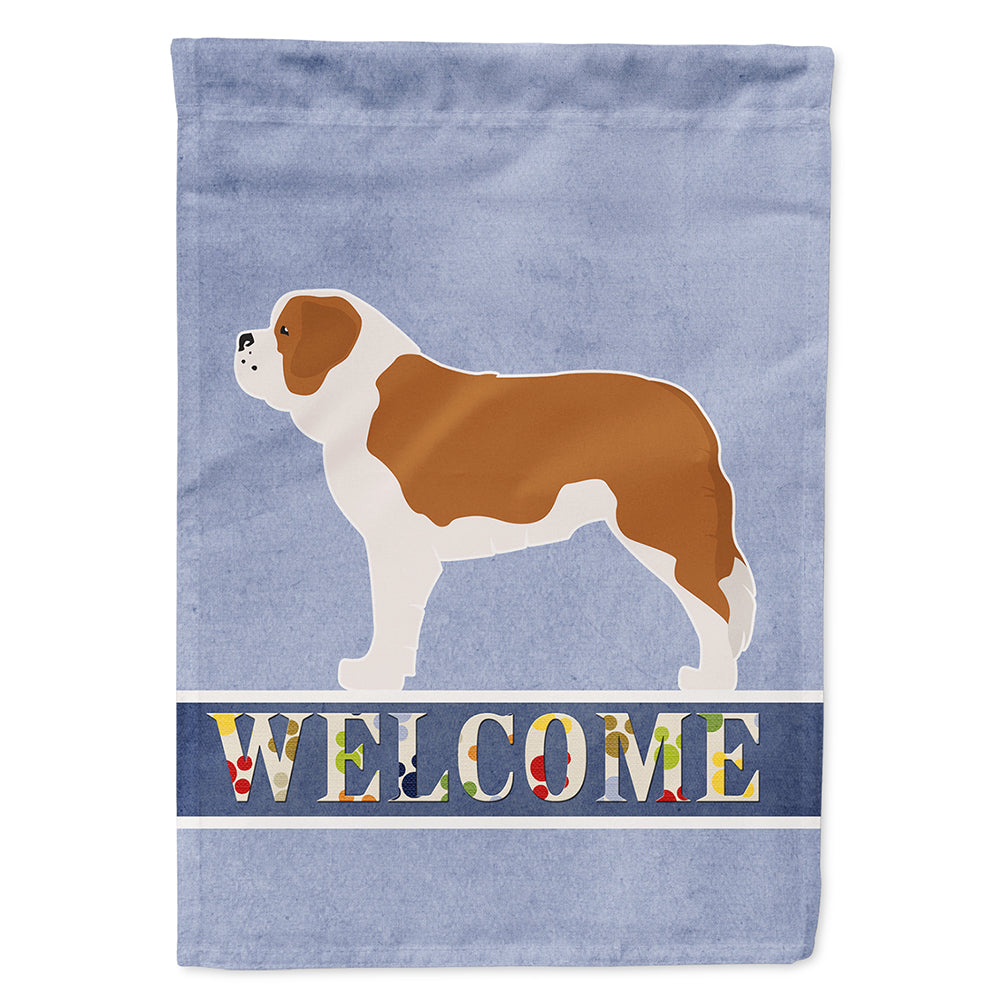 Saint Bernard Welcome House Flag 28x40 Porch Sleeve Pole Decorative Outside Yard Banner Artwork Wall Hanging, Polyester