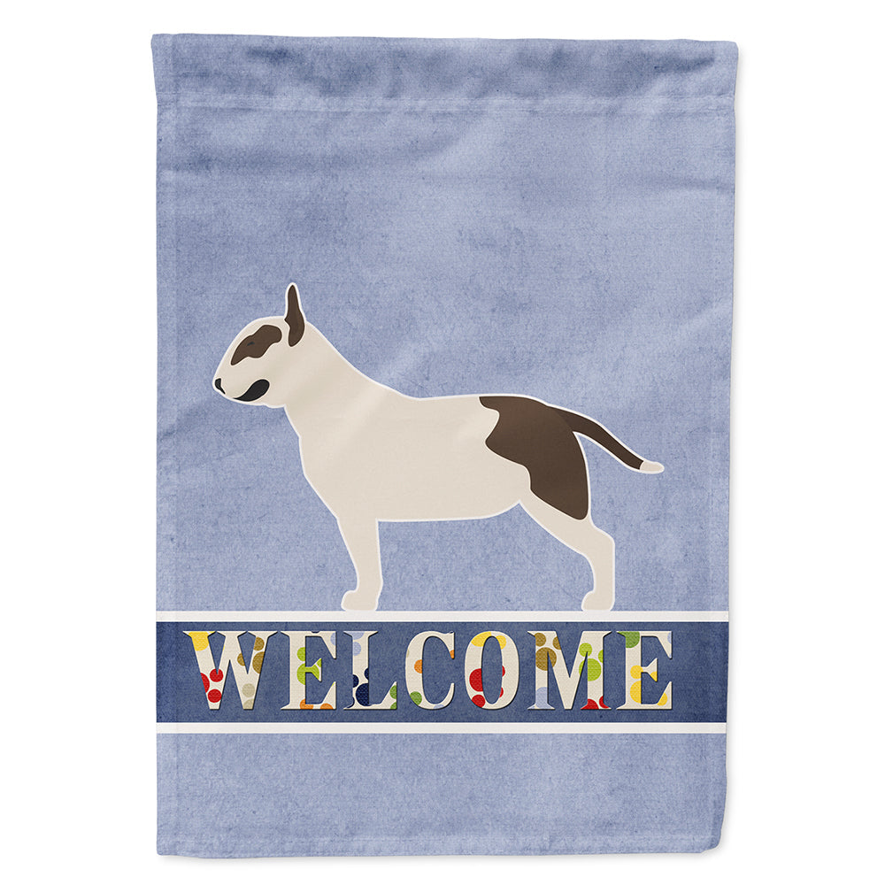 Bull Terrier Welcome House Flag 28x40 Porch Sleeve Pole Decorative Outside Yard Banner Artwork Wall Hanging, Polyester