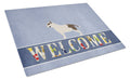 Bull Terrier Welcome Cutting Board Tempered Glass Kitchen Cutting Surface, Heat Resistant Chopping, Non-Slip Feet, Food Prep & Serving