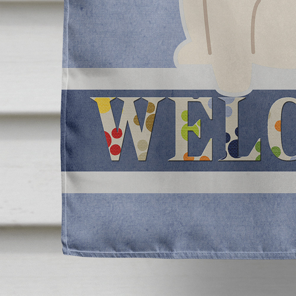 Pug Cream Welcome House Flag 28x40 Porch Sleeve Pole Decorative Outside Yard Banner Artwork Wall Hanging, Polyester