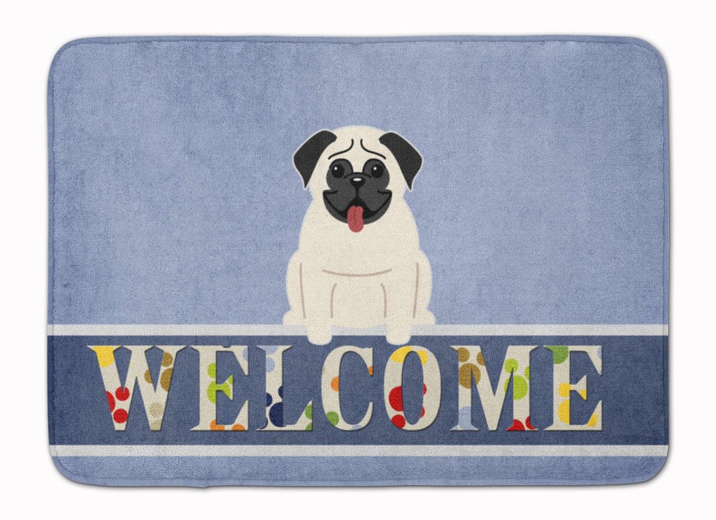 Pug Cream Welcome Memory Foam Kitchen Mat Machine Washable Anti-Fatigue Cushion Comfort Bath or Kitchen Rug