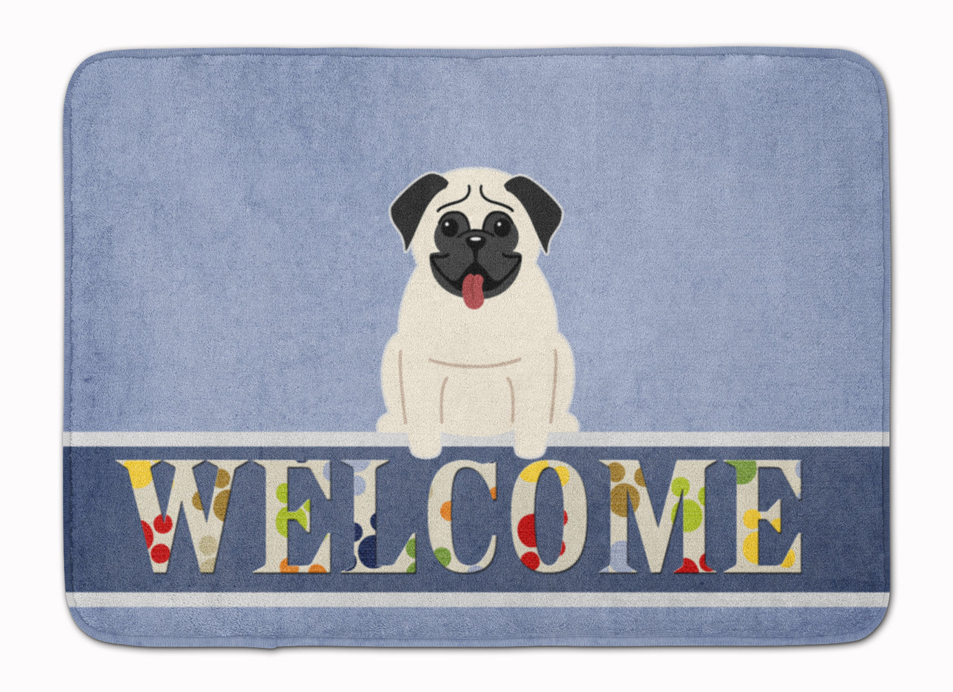 Pug Cream Welcome Memory Foam Kitchen Mat Machine Washable Anti-Fatigue Cushion Comfort Bath or Kitchen Rug