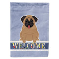 Pug Brown Welcome House Flag 28x40 Porch Sleeve Pole Decorative Outside Yard Banner Artwork Wall Hanging, Polyester