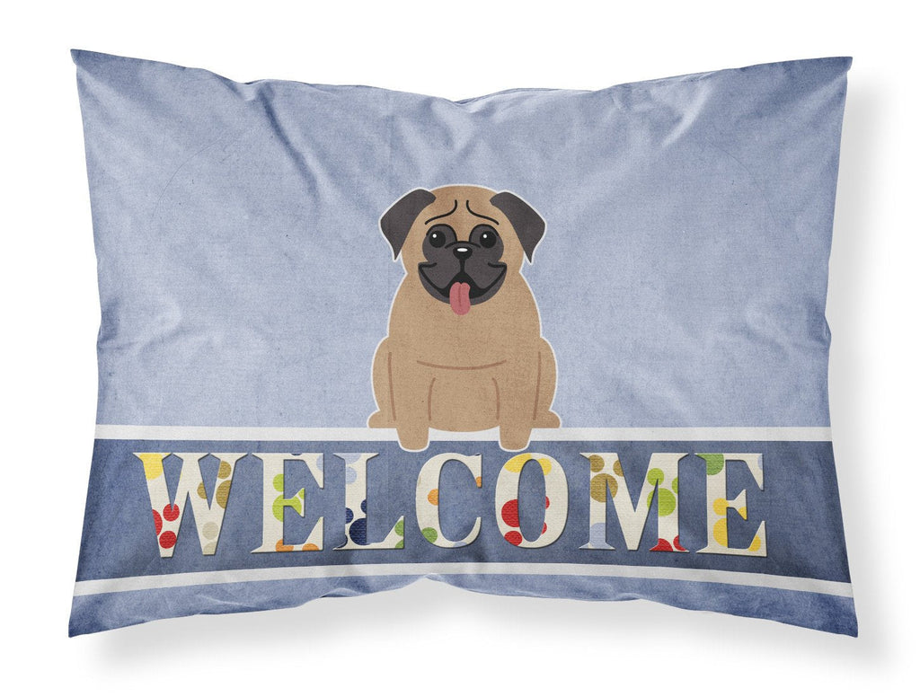 Pug Brown Welcome Standard Pillowcase Lightweight Super Soft Easy Care Decorative Artwork Pillowcase, Standard