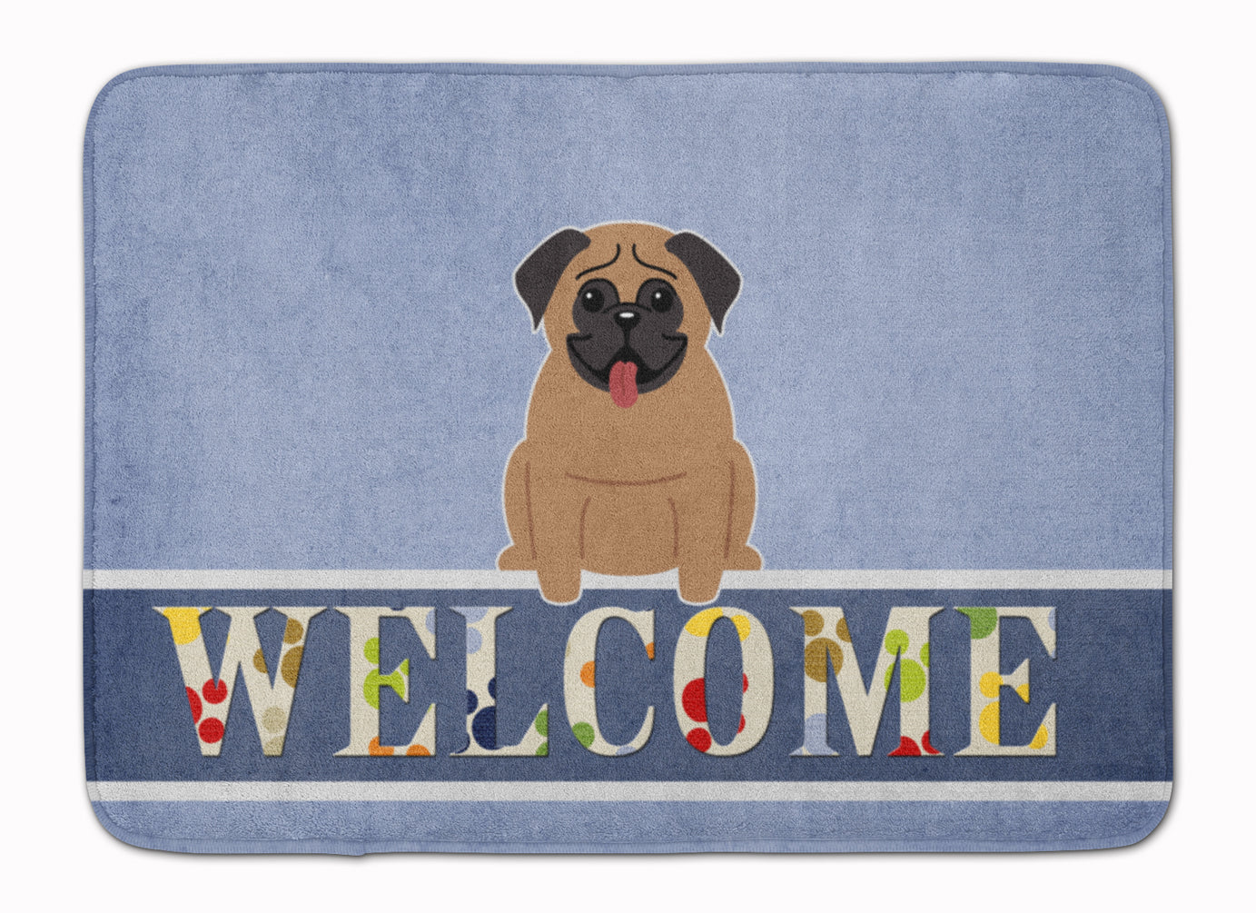 Pug Brown Welcome Memory Foam Kitchen Mat Machine Washable Anti-Fatigue Cushion Comfort Bath or Kitchen Rug