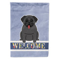 Pug Black Welcome House Flag 28x40 Porch Sleeve Pole Decorative Outside Yard Banner Artwork Wall Hanging, Polyester