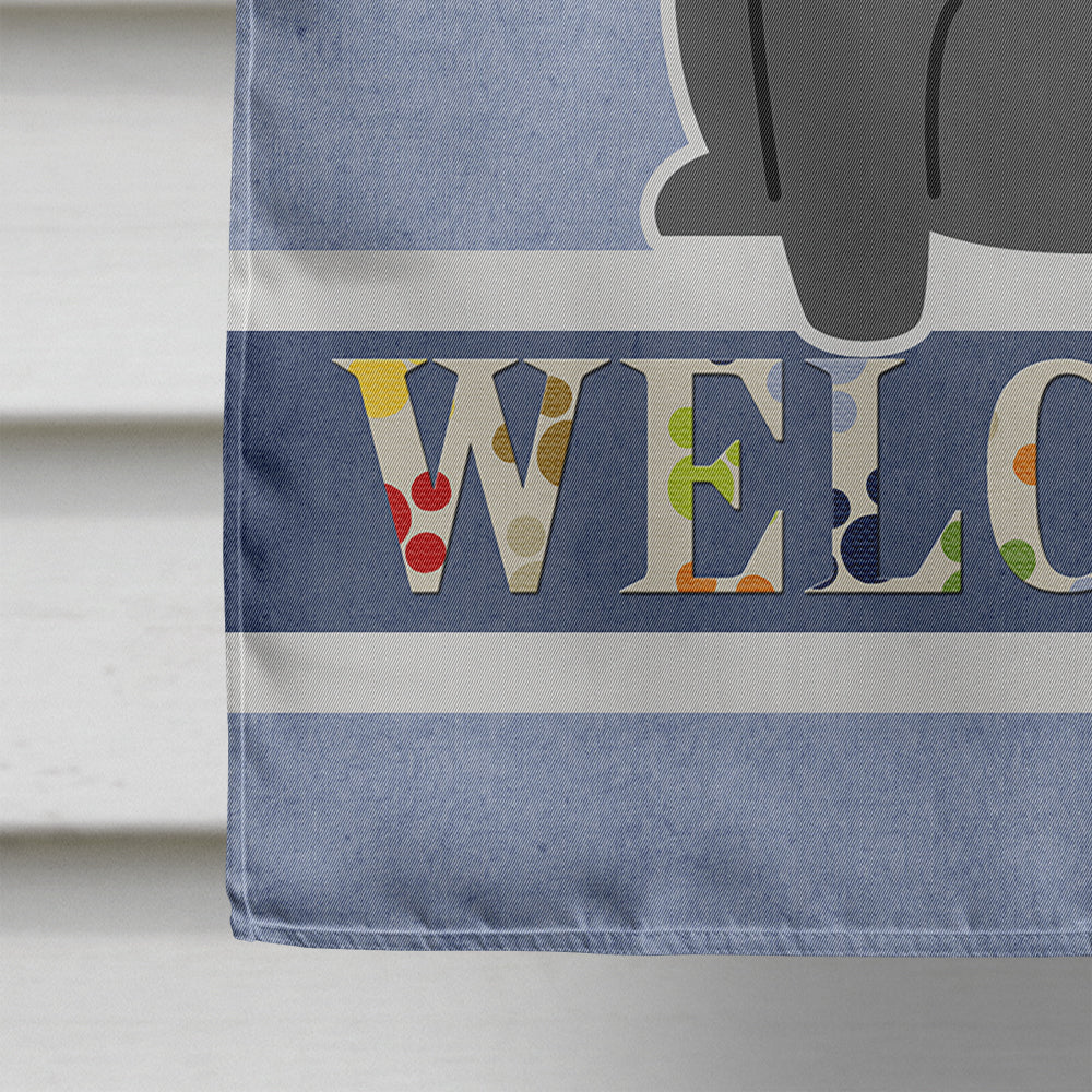 Pug Black Welcome House Flag 28x40 Porch Sleeve Pole Decorative Outside Yard Banner Artwork Wall Hanging, Polyester
