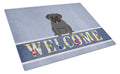 Pug Black Welcome Cutting Board Tempered Glass Kitchen Cutting Surface, Heat Resistant Chopping, Non-Slip Feet, Food Prep & Serving