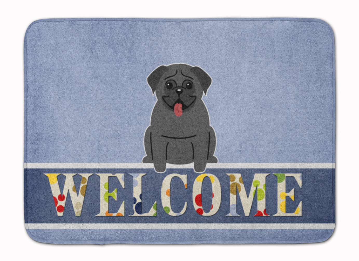 Pug Black Welcome Memory Foam Kitchen Mat Machine Washable Anti-Fatigue Cushion Comfort Bath or Kitchen Rug