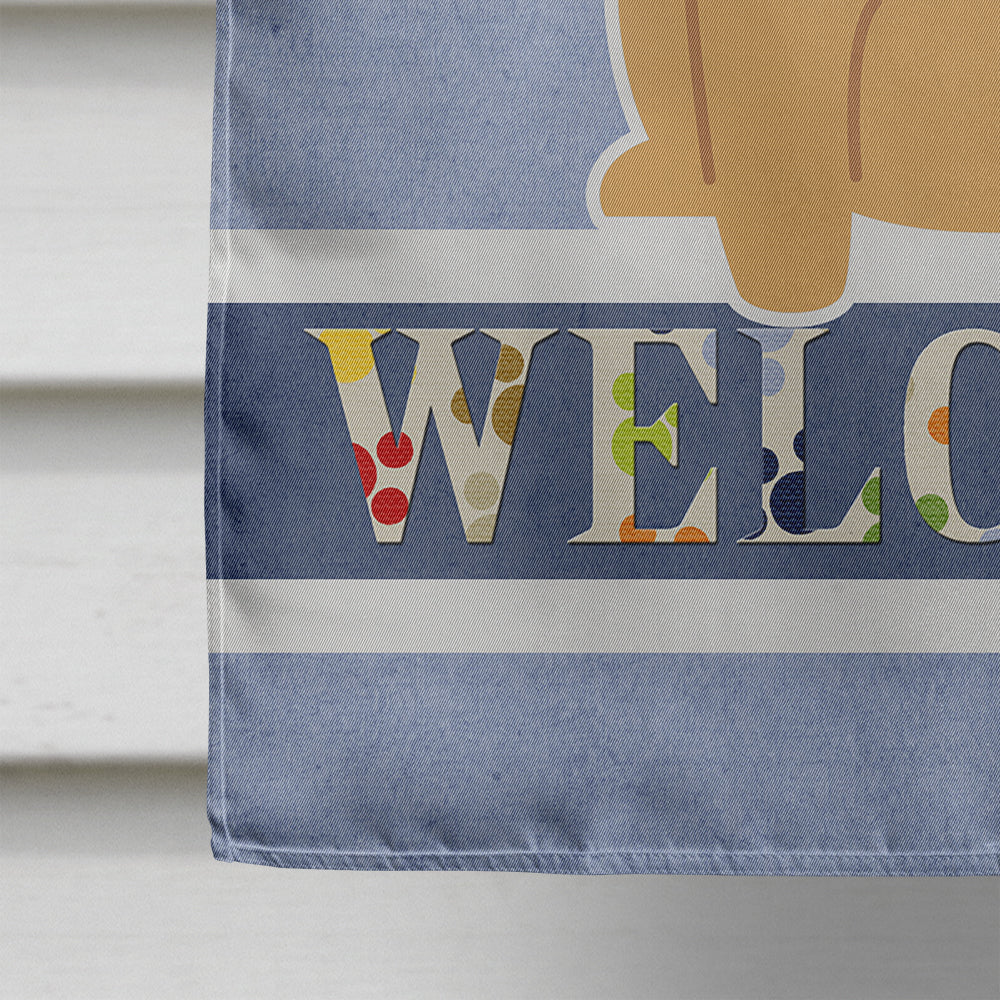 Pug Brown Welcome House Flag 28x40 Porch Sleeve Pole Decorative Outside Yard Banner Artwork Wall Hanging, Polyester
