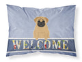 Pug Brown Welcome Standard Pillowcase Lightweight Super Soft Easy Care Decorative Artwork Pillowcase, Standard