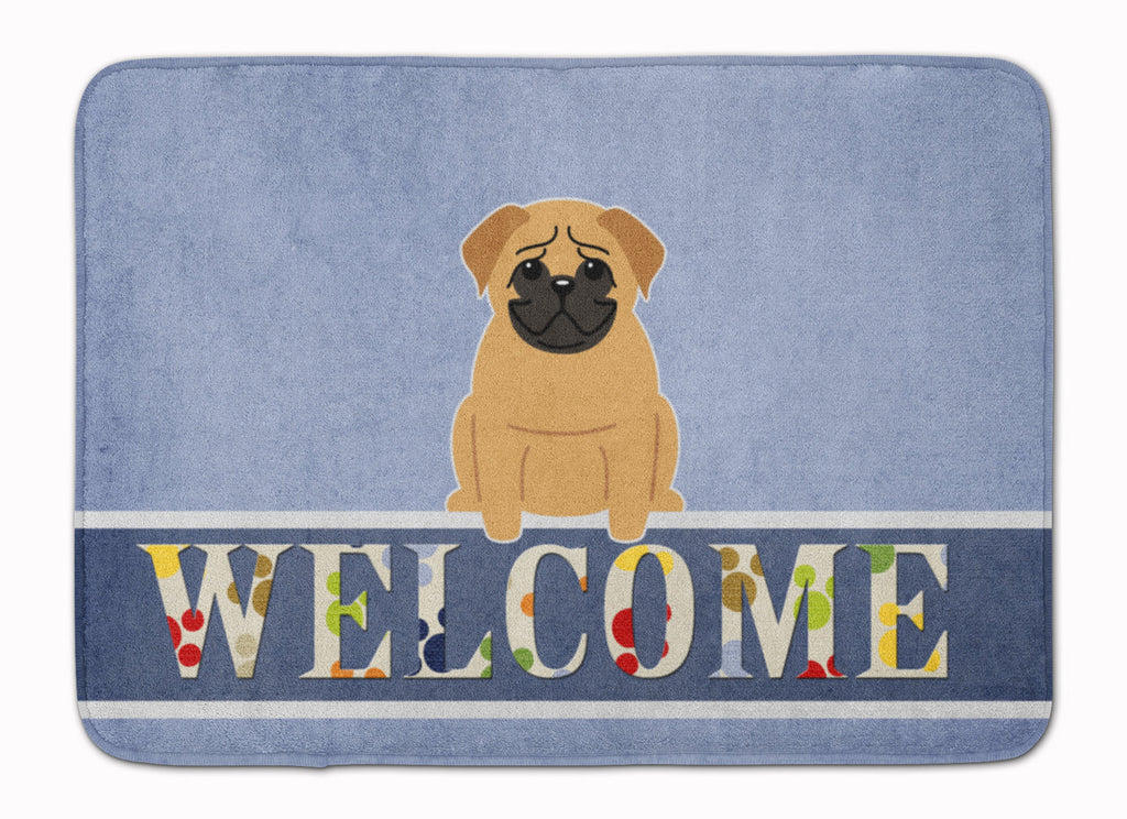 Pug Brown Welcome Memory Foam Kitchen Mat Machine Washable Anti-Fatigue Cushion Comfort Bath or Kitchen Rug